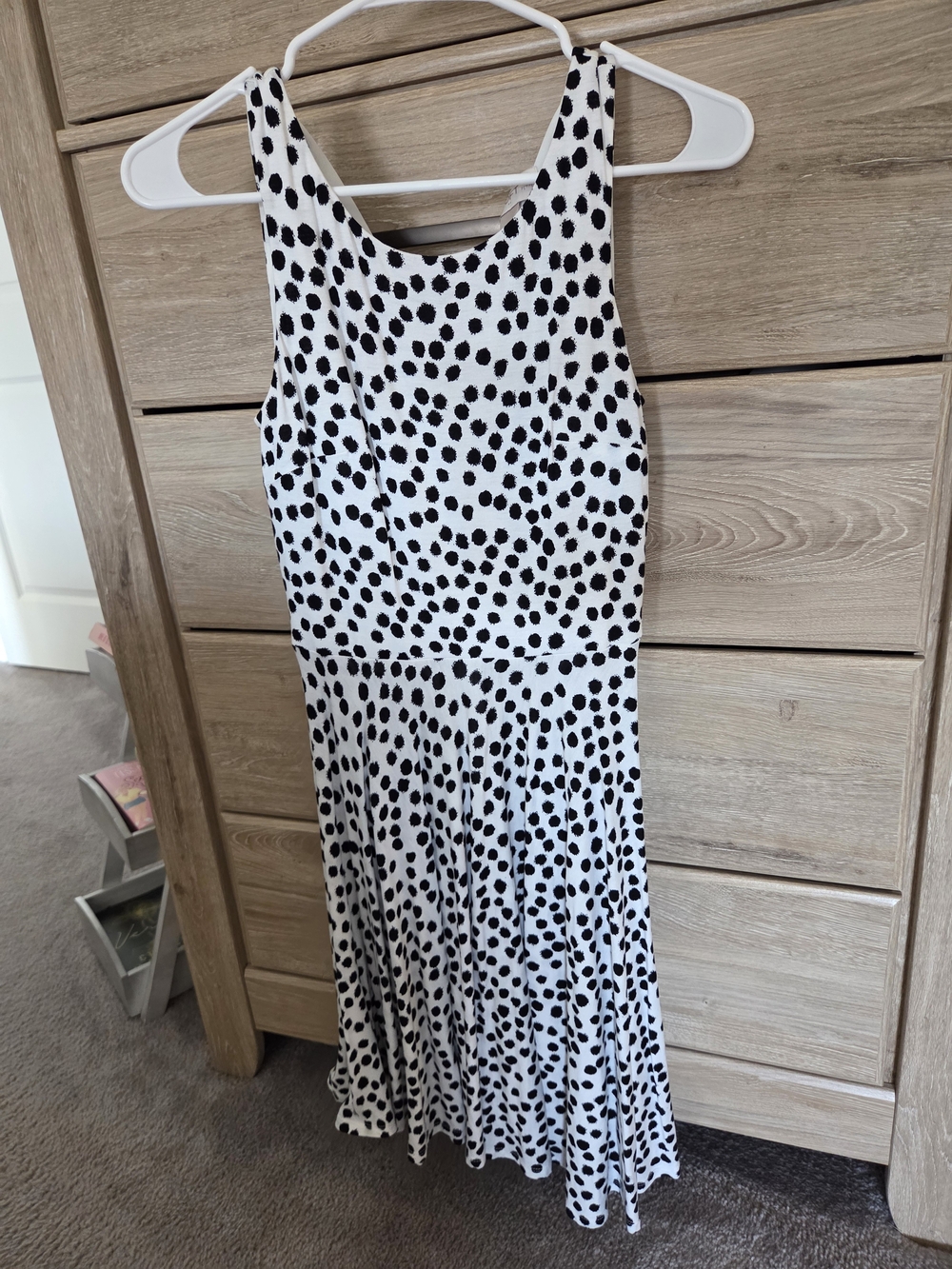 LOFT Black and White Polka Dot Tank Midi Dress